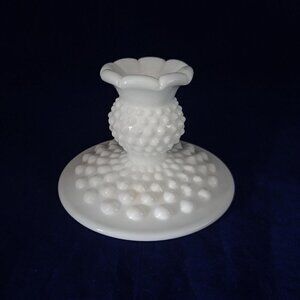 Hobnail Milk Glass Candle Holder By Fenton